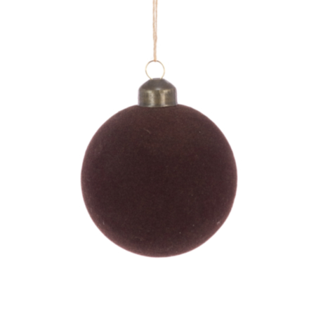 Glass Ball Bauble Decoration (8cm) - Brown Velvet