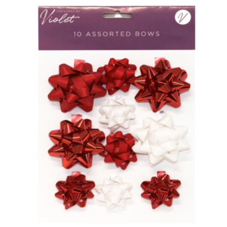 Ribbon Gift Bow - Assorted Red (10 Pack)