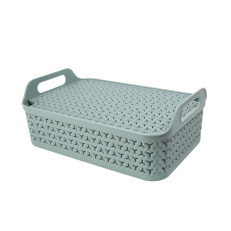 Shallow Basket with Lid - 12L in Lily Pad Green