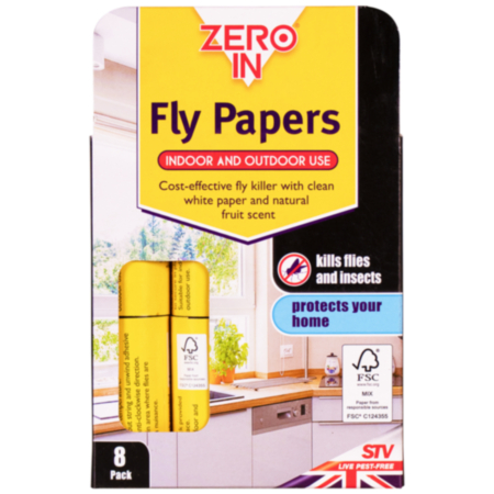 Zero In Fly Papers - 8 Pack