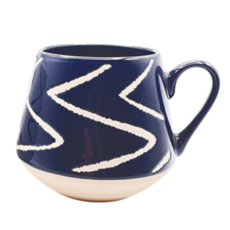 Zig Zag Blue Stoneware Mug