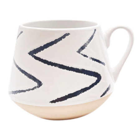 Zig Zag White Stoneware Mug
