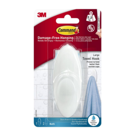 Command™ Towel Hook with Water-Resistant Strips Large
