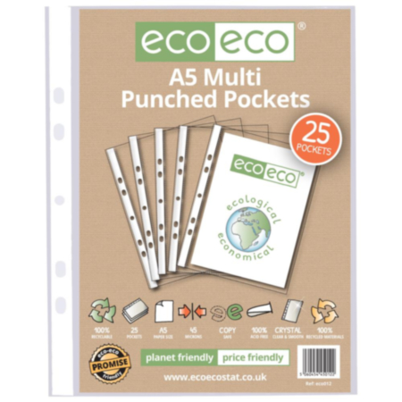 Eco-Eco A5 100% Recycled Bag 25 Multi Punched Pockets