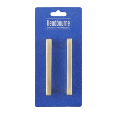 Brushed Brass Aluminium Square Pull Handle Handles - 96mm (2 Pack)