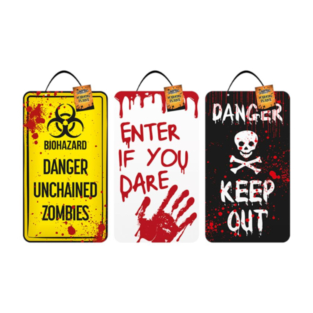 Halloween Warning Plaque 40x23cm