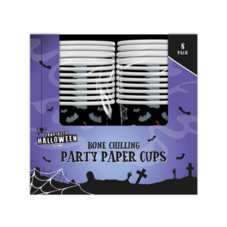 Halloween Paper Cups 270ml 8pk - Kids PDQ
