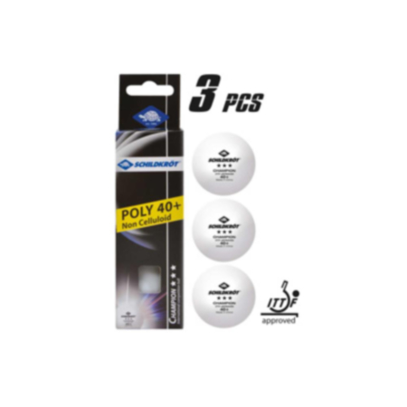 3-Star Champion ITTF White Poly 40+ Ball - 3 Pack                              