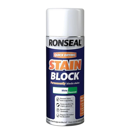 Ronseal Stain Block One Coat Aerosol White 400ml