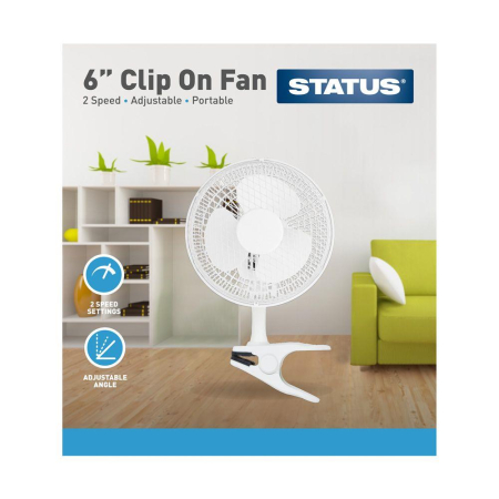 Status 6" Clip On Fan Portable White Bulb