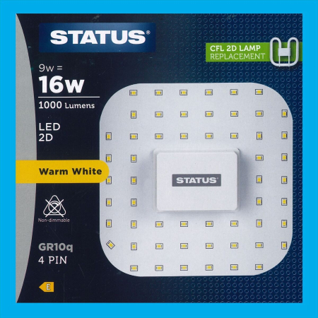 Status 9w LED 2D Warm White 4 Pin Bulb