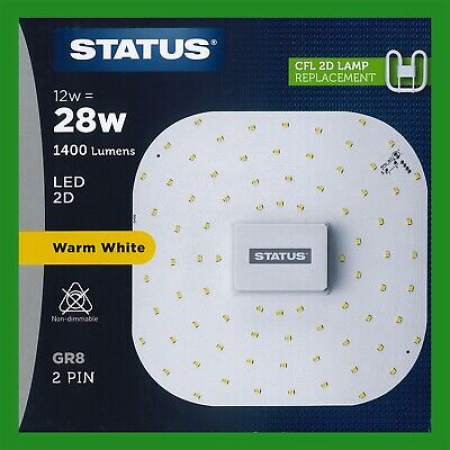 Status 12w LED 2D Warm White 2 Pin Bulb