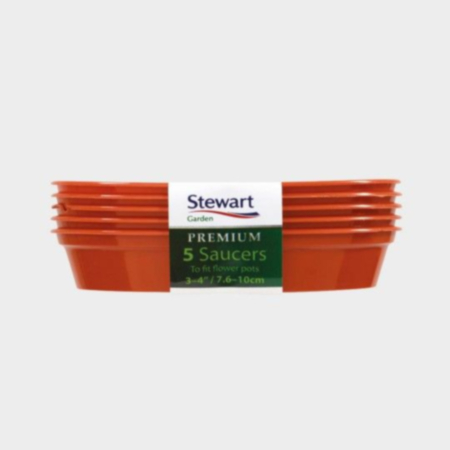 Five 13-15cm (5-6") Flower Pot Saucers Terracotta